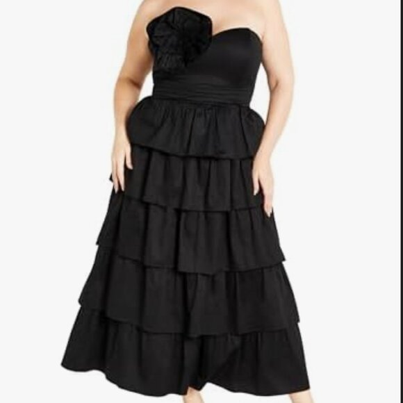 CITY CHIC MAXI ROSA RUFFLE DRESS - Picture 1 of 7